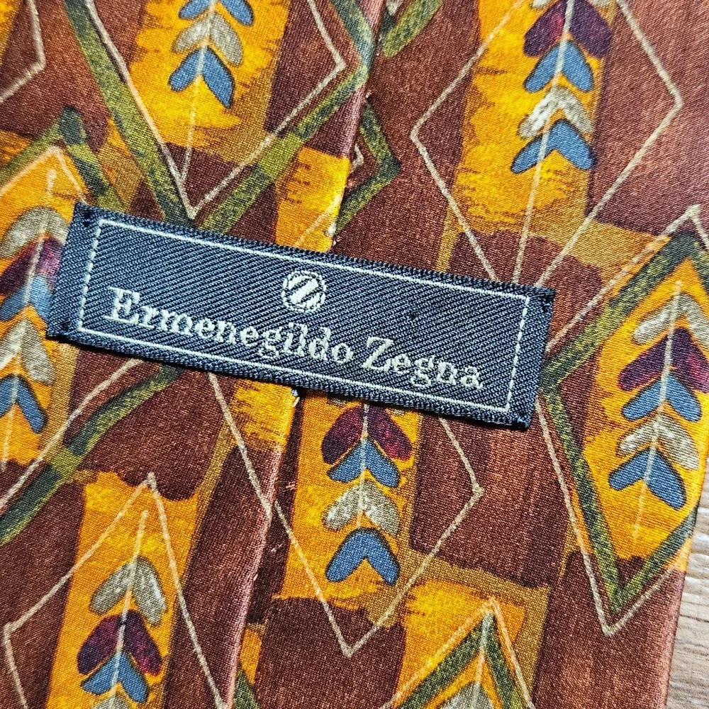 Vintage Ermenegildo Zegna Mens Silk Tie Necktie‎ Old Money Retro Luxury Fallcore